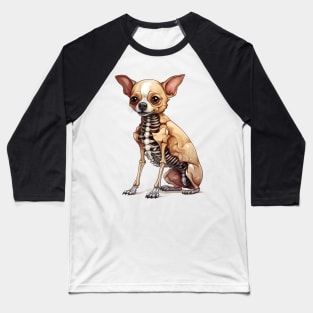 Skeleton Chihuahua Dog Baseball T-Shirt